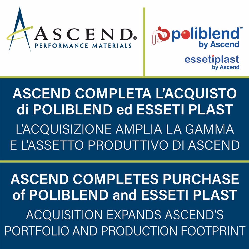 Ascend completa l'acquisto di Poliblend ed Essetiplast